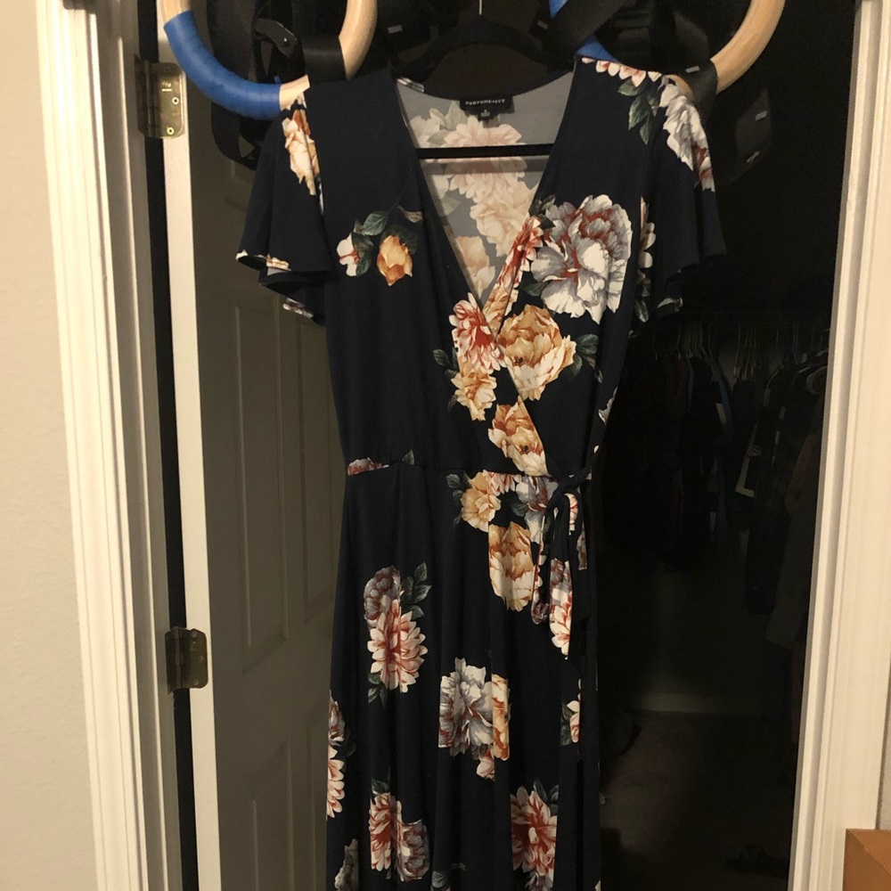 Faux wrap, high lo floral dress